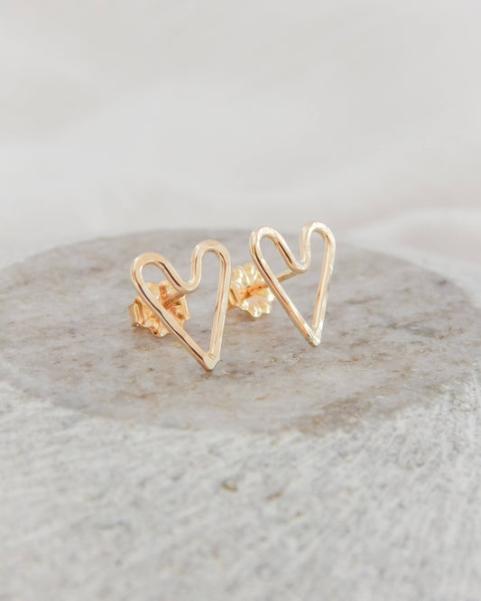 Hammered Heart Studs - Daily Sparkles 